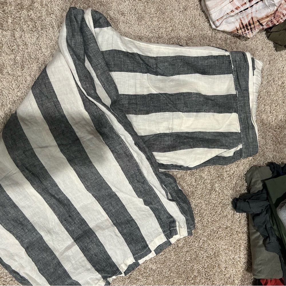 Catherine Malandrino Black and White Linen Pants